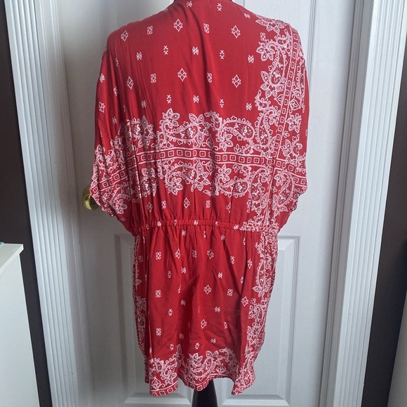 Eyeshadow Red Bandana Print Kimono Cardigan Cover Up sz L/XL NWOT - Picture 6 of 9